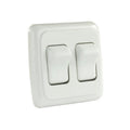 DOUBLE ROCKER SWITCH ASSEMBLY W/BEZEL WHITE