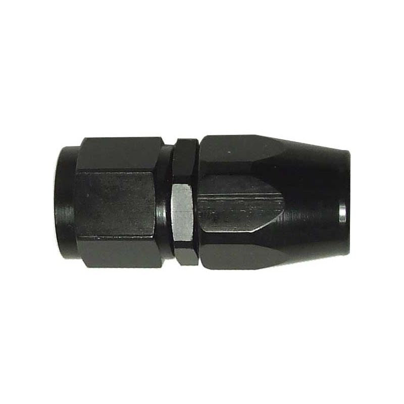 BLACK STRAIGHT SWIVEL ALUMINUM HOSE END 12AN