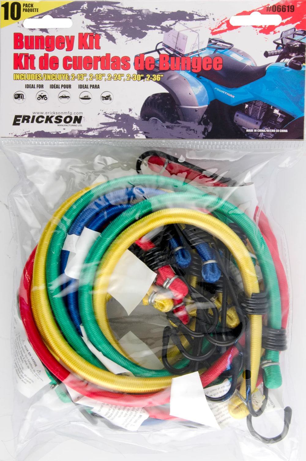 10 PK BAG ASSORTMENT OF BUNGEY 13IN18IN24IN30IN36IN STANDARD BUNGEY