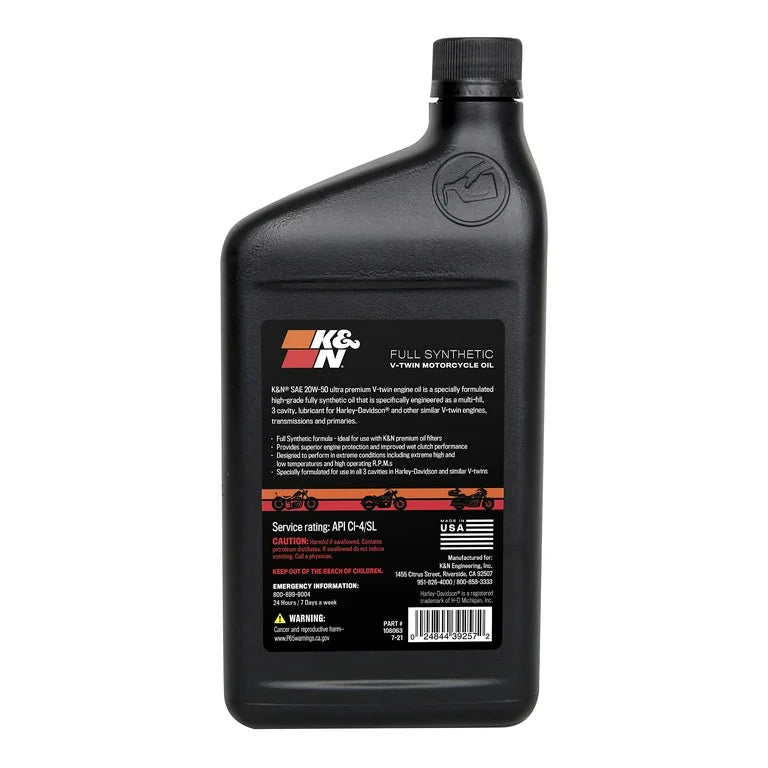 K&N Engineering 20W50 VTWIN 3-IN-1 1QT