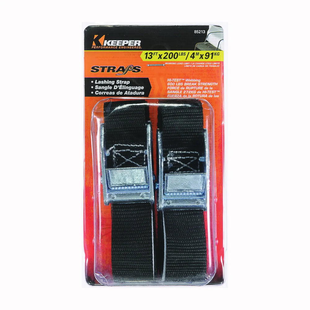 13FT X 1IN LASHING STRAP 200 LBS WLL (600 LBS BREAK STRENGTH) 2 PACK SPACE SAVER