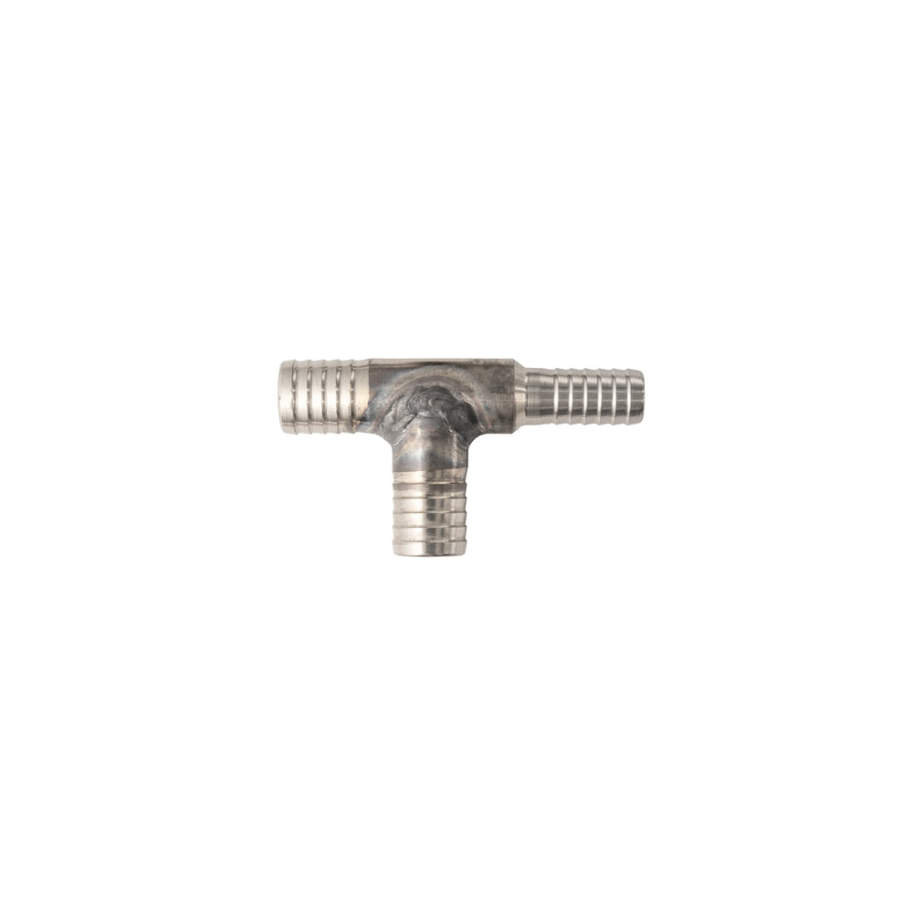 TEE BARB FITTING 1/2IN X 1/2IN X 3/8IN SS
