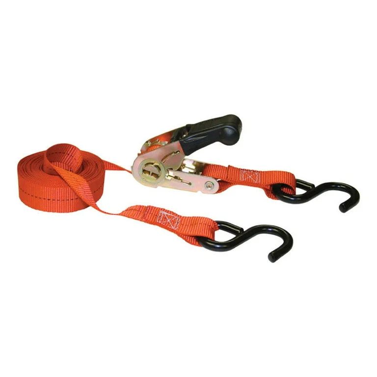 13FT X 1IN RATCHET TIEDOWN W/PAD HANDLE 400 LBS WLL (1200 LBS BREAK STRENGTH) SPACE SAVER