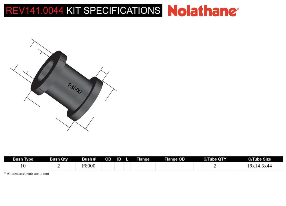 Panhard rod - bushing 2 Bushings 2 Tubes Grease