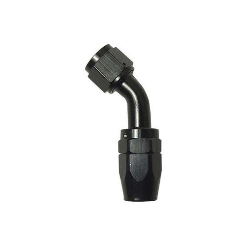BLACK 45 DEGREE SWIVEL ALUMINUM HOSE END 8AN