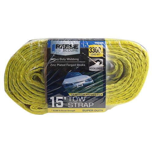 TOW STRAP WITH HOOKS, 2 IN. X 15 FT