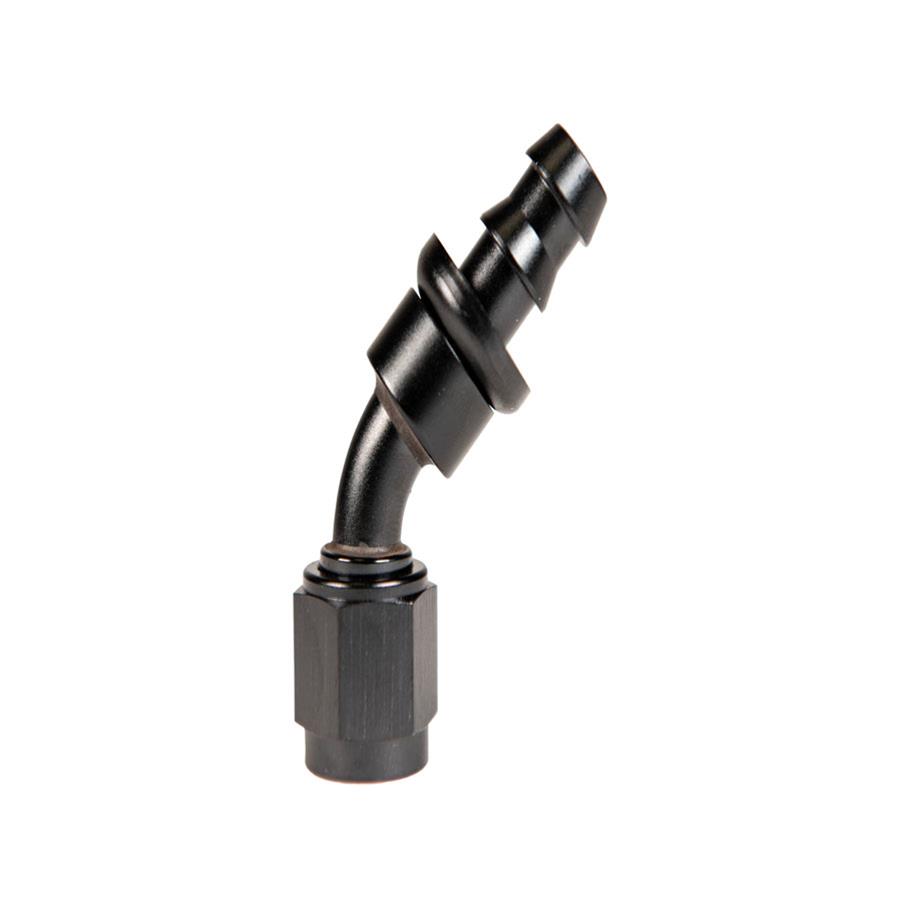 Fleece Performance Universal -6AN 45Deg to Hose Barb - Black