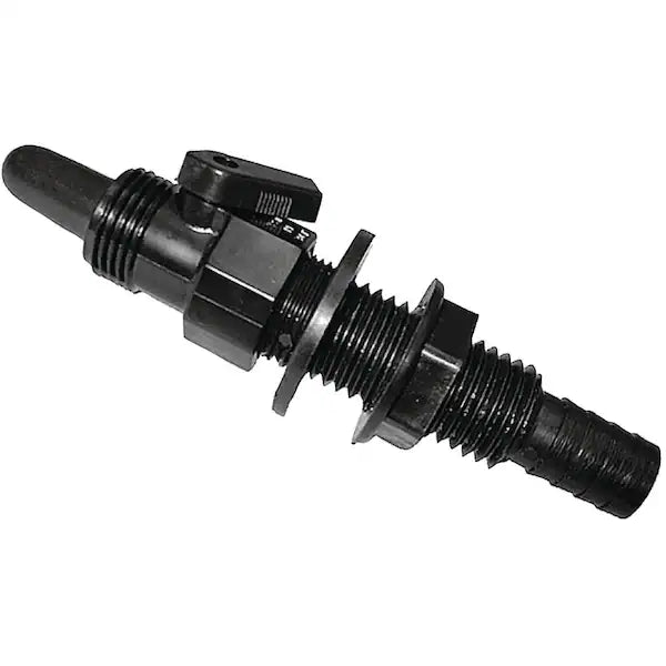 3/4IN BARBED STRAIGHT AERATOR HEAD WITH SHUTOFF VALVE BLACK