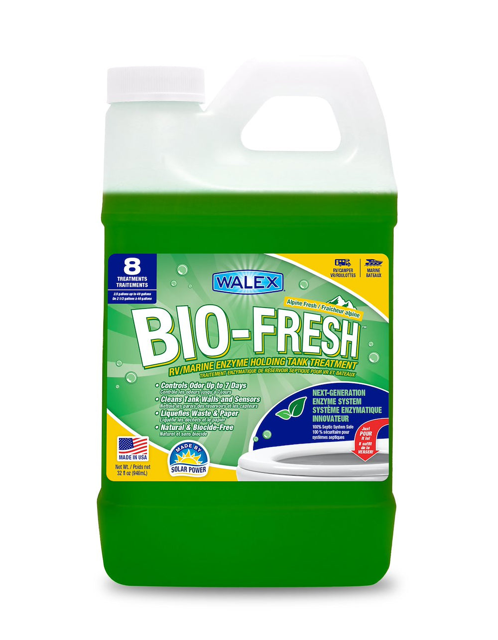 BIOFRESH ENZYME RV/MARINE LIQUID HOLDING TANK DEODORIZER/DIGESTER 32OZ ALPINE FRESHDUAL LANGUAGE