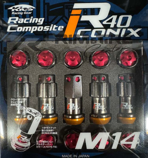 Project Kics 14X1.50 R40 Iconix Replacement Lug Nut w/ Aluminum Cap - Red