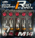 Project Kics 14X1.50 R40 Iconix Replacement Lug Nut w/ Aluminum Cap - Red