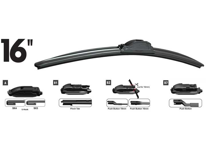 OE WIPER BLADE 16IN FRONT MULTIFIT OE 4PCS