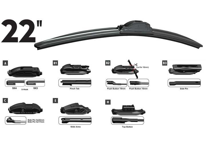 OE WIPER BLADE 22IN FRONT MULTIFIT OE 7PCS