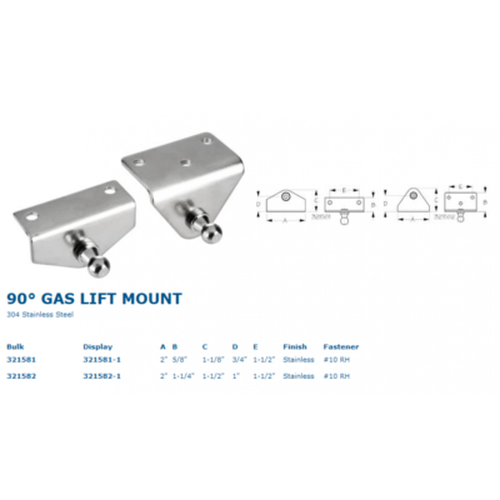 STAINLESS 90 GAS LIFT MOUNT -