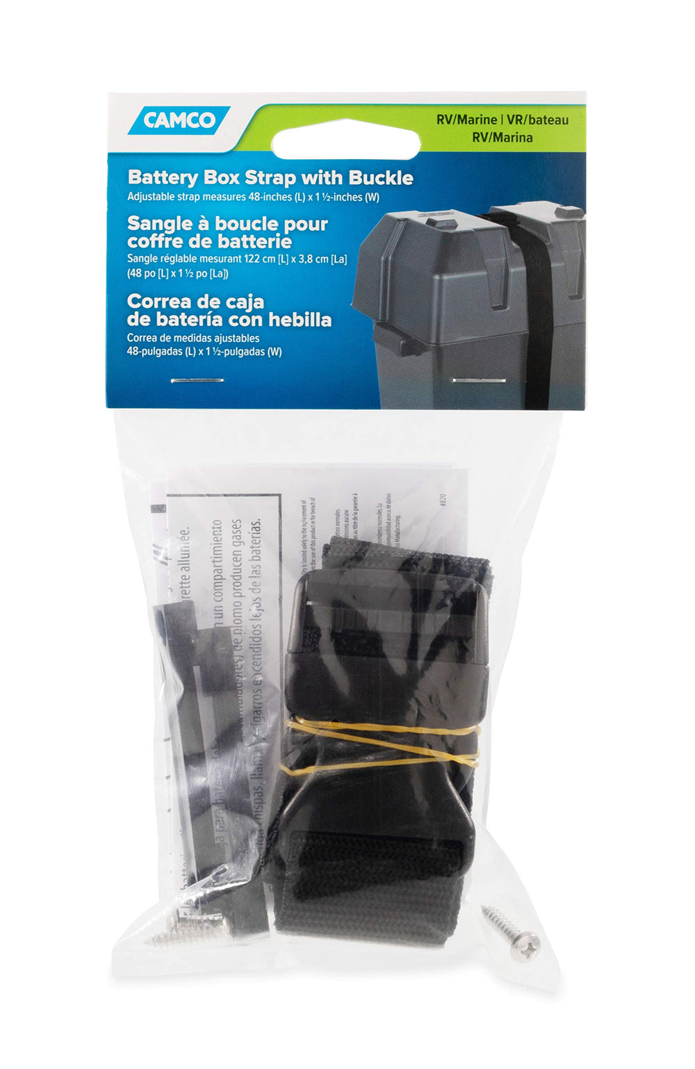BATTERY BOX STRAP W/ SIDE RELEASE BUCKLE (ENG/FR/SP)