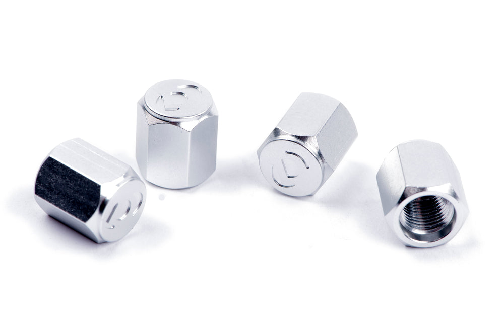 DINAN VALVE STEM CAPS; SILVER