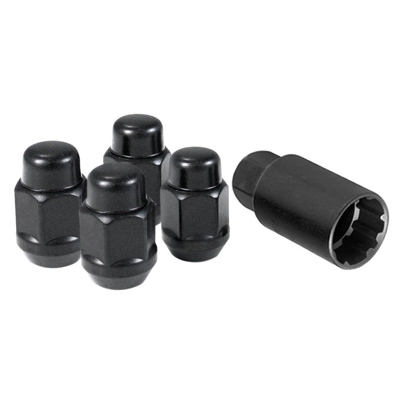12MM X 1.25 ACORN BULGE BLACK CHROME (3/4IN HEX) LUG NUTS 4 BAGGED