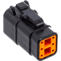 NAMZ Deutsch DTM 6-Position Plug w/6 Stamped Terminals & Wedgelock - Black (HD 74116-98BK)