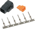 NAMZ Deutsch DTM 6-Position Plug w/6 Stamped Terminals & Wedgelock - Black (HD 74116-98BK)