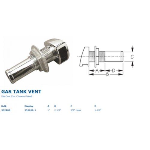 CHROME ZINC GAS TANK VENT -