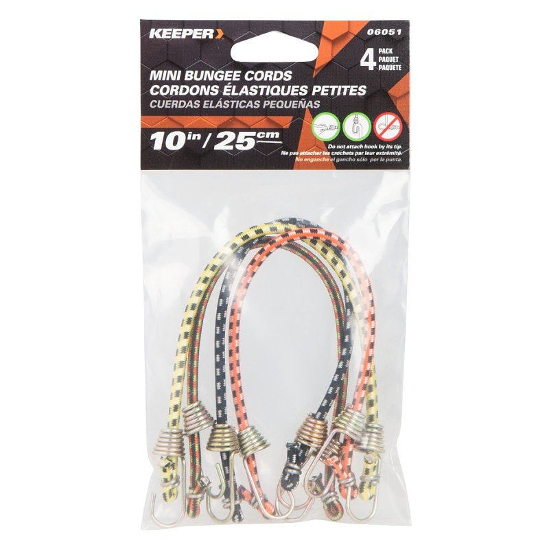 10IN MINI BUNGEE CORD 4 PACK