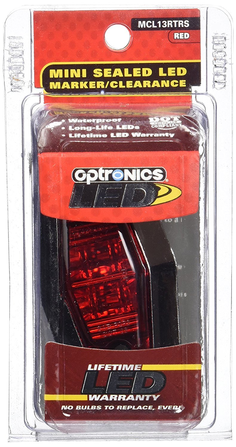 MINI SEALED LED CLEARANCE/MARKER LIGHT RED W/ CHROME TRIM RING