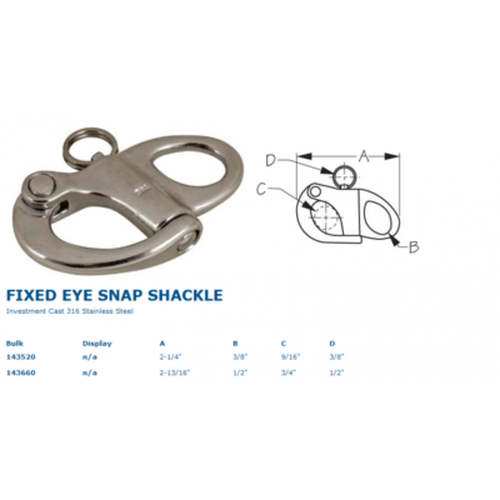SS FIXED SNAP SHACKLE 2-7/8