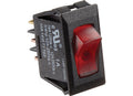 BLACK W/RED ROCKER SWITCH 125 VAC ILLUMINATED ON/OFF SPST CUTOUT .550IN X