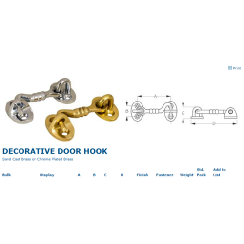CHROME BRASS DOOR HOOK 3