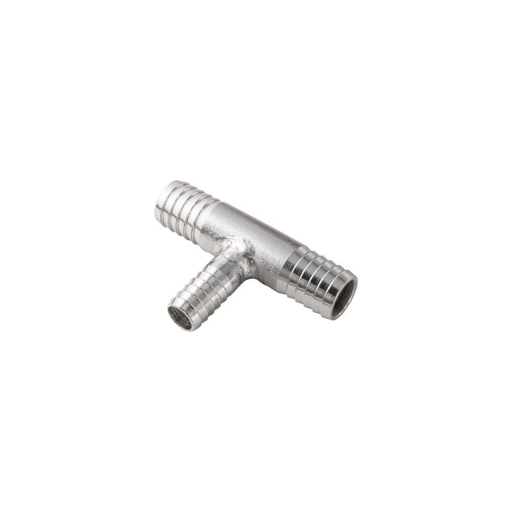 TEE BARB FITTING 1/2IN X 3/8IN X 1/2IN SS