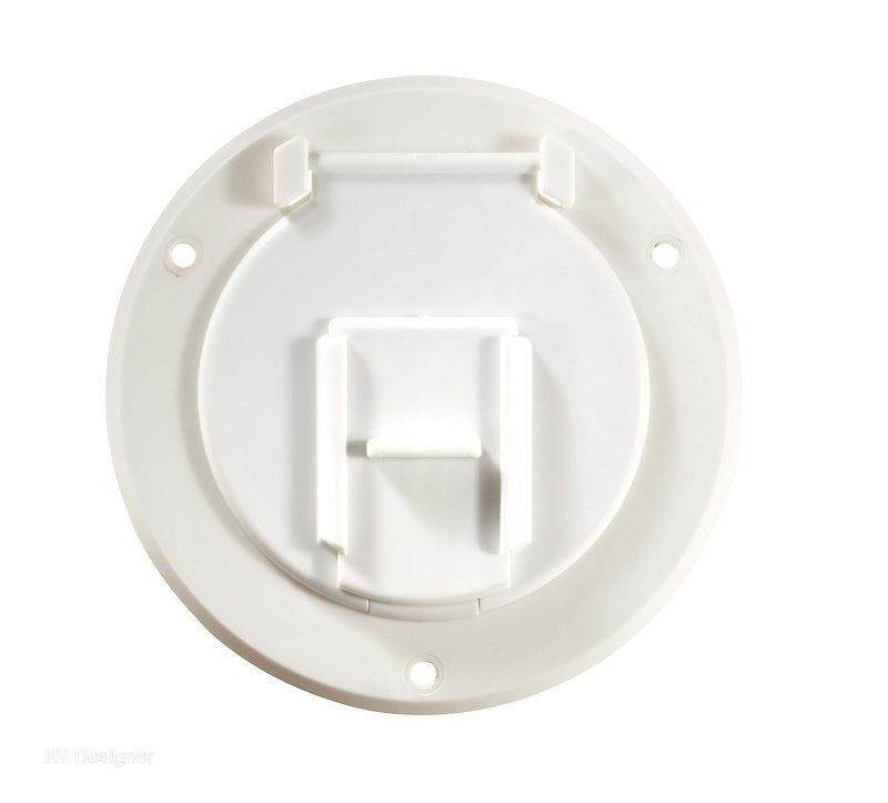 BASIC CABLE HATCH ROUND COL WHITE 4.3IN X 2.3IN (REPLACEABLE LID)