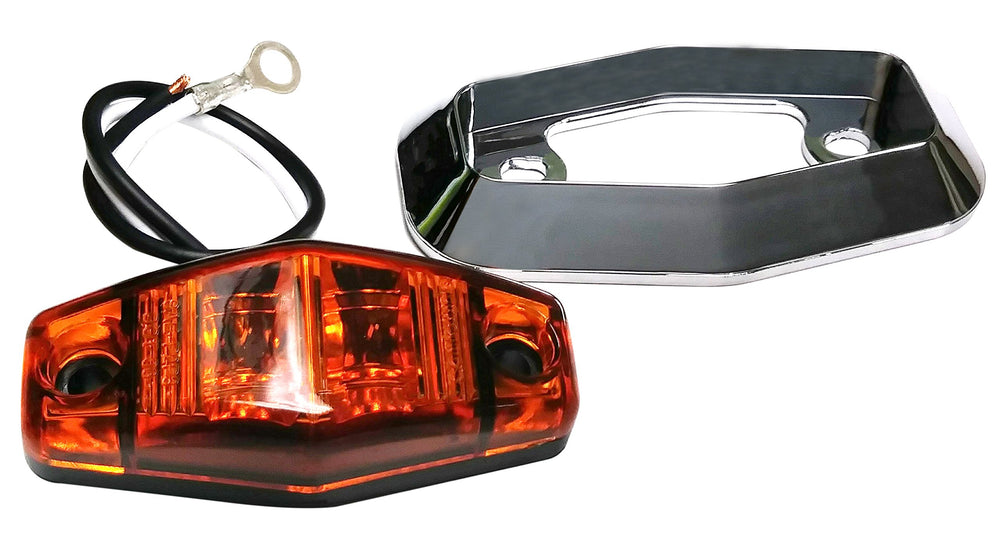 MINI SEALED LED CLEARANCE/MARKER LIGHT AMBER W/ CHROME TRIM RING