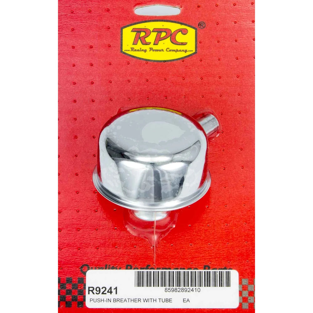 Chrome Push In Breather w/Tube 2-3/4in Dia 3/4NK