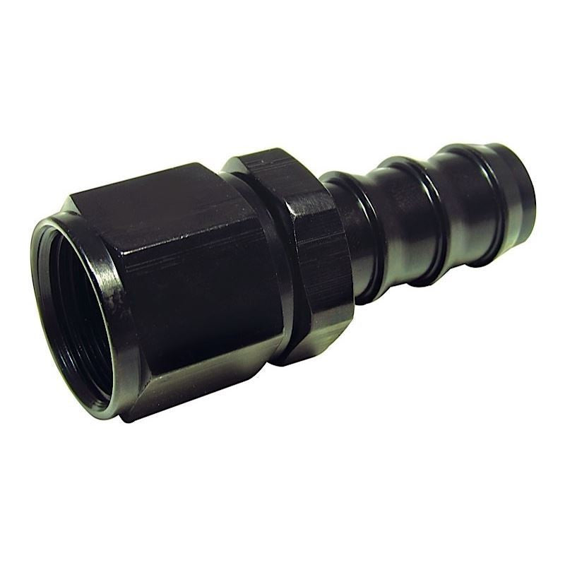 BLACK STRAIGHT PUSHLOC FULL SWIVEL HOSE END 8AN