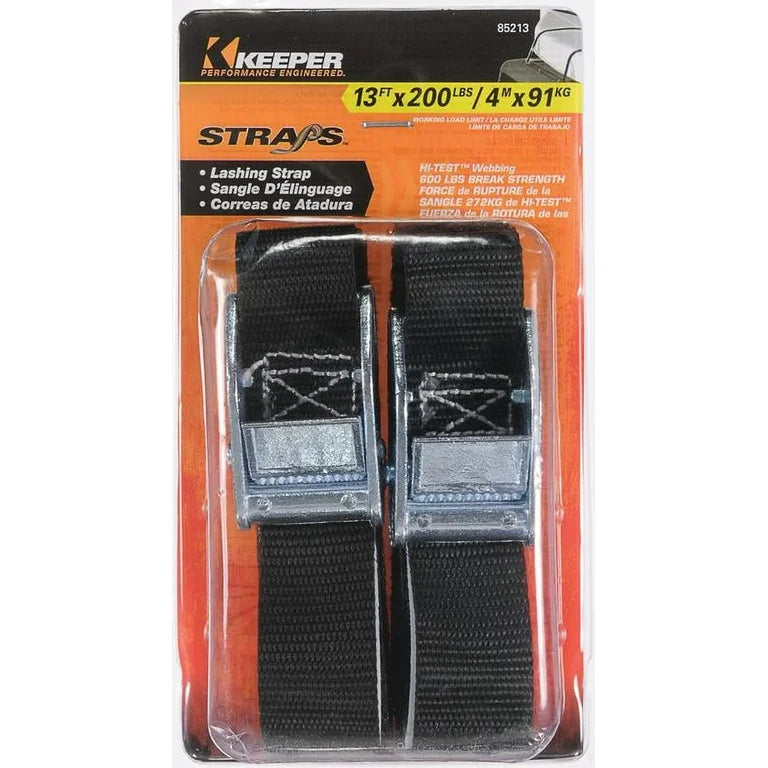 Tie Downs: canoes and kayaks; Lashing Strap; 200 pound load limit; 1 inch by 13 feet; 2 pack