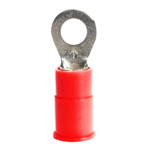 RED VINYL RING TERMINAL 22-18 GAUGE #8 - PACKAGE OF 100
