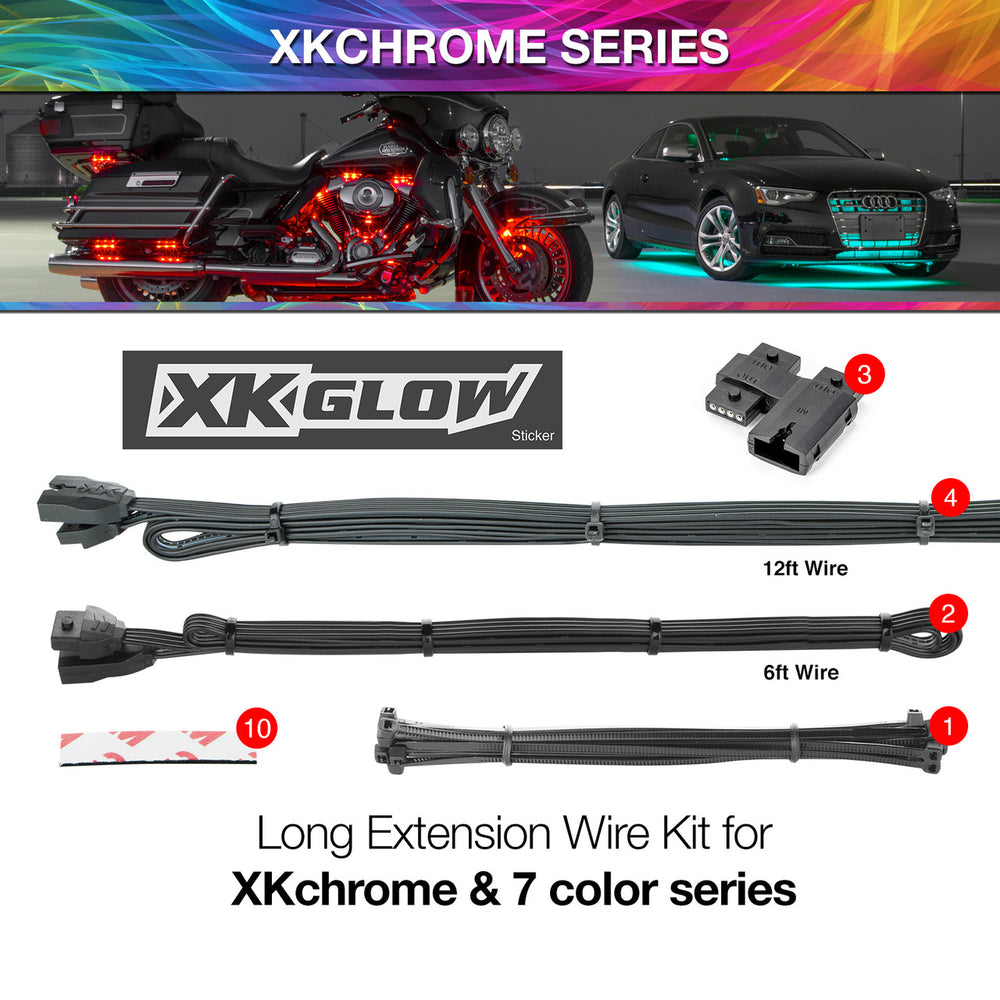 XK Glow 12 Foot - 4 Pin Extension Wire for XKchrome & 7 Color Series
