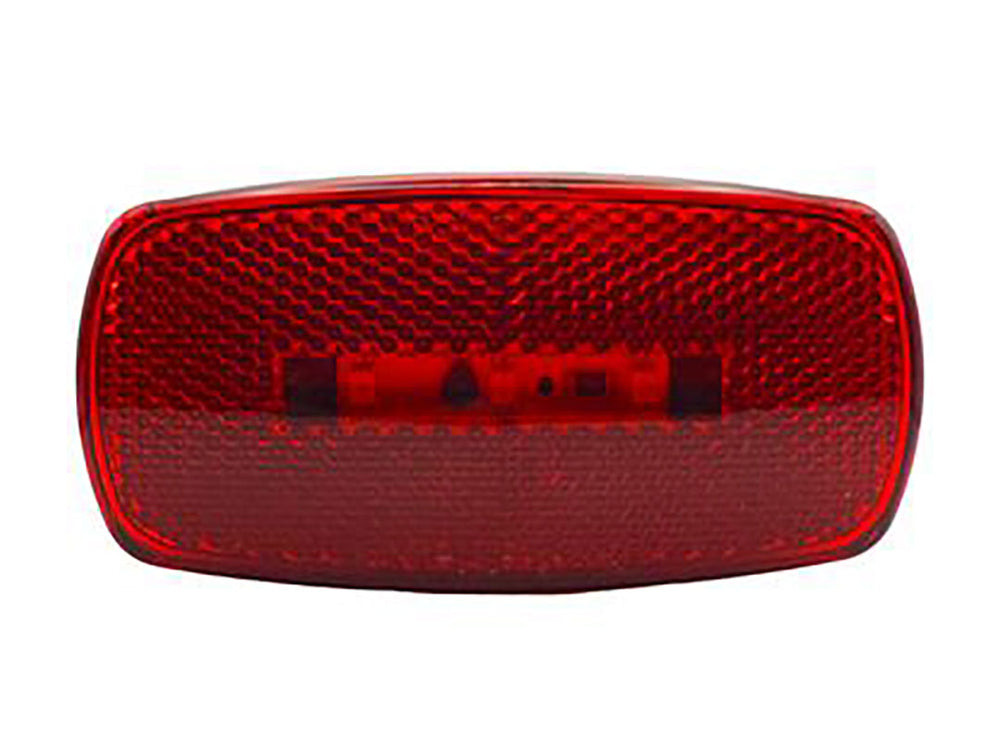 RED OBLONG REFLEX LED MARKER LIGHT WITH BLACK BASE