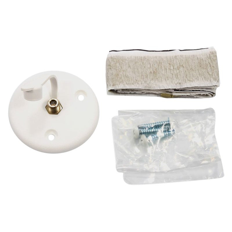 COAXIAL CABLE PLATE W/CAP SINGLE WHITE