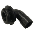 1 1/8IN 90 DEGREE BARBED SHORT STUBBY THRUHULL BLACK TAPPED