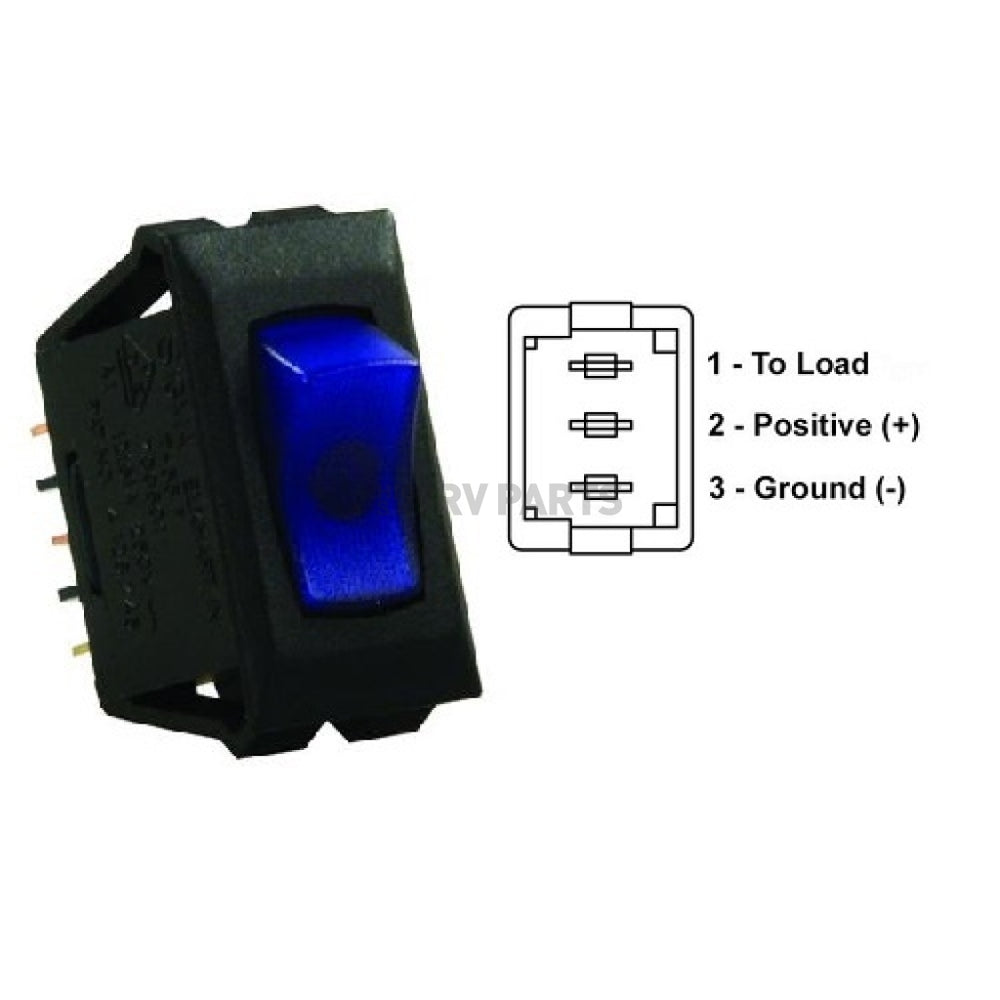 ILLUMINATED ON/OFF SWITCH BLUE/BLACK
