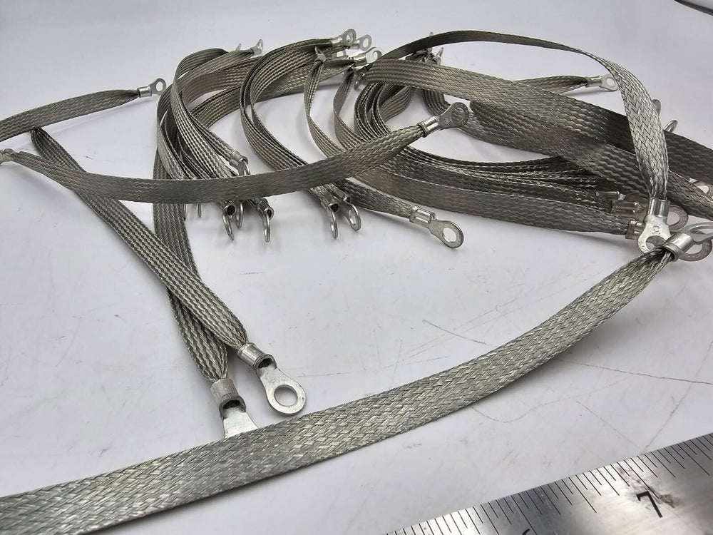 Copper Ground Strap 9in w/ 3/8in Ring Terminals