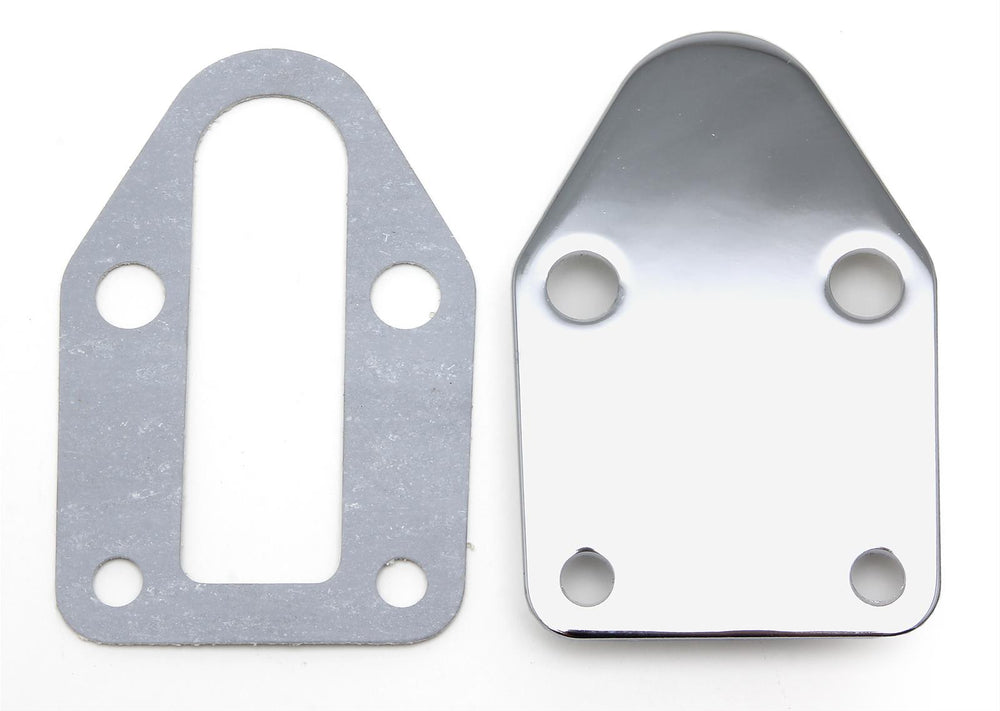 SB CHEVY FUEL PUMP BLOCK OFF PLATE; PLAIN CHROME195964 PONTIAC ENGINES