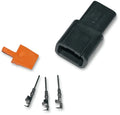 NAMZ Deutsch DTM 3-Position Receptacle w/3 Stamped Terminals & Wedgelock - Black (HD 74103-98BK)