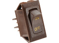BROWN ROCKER SWITCH W/GOLD TEXT 10 A ON/OFF SPST CUTOUT .550IN X 1.125IN