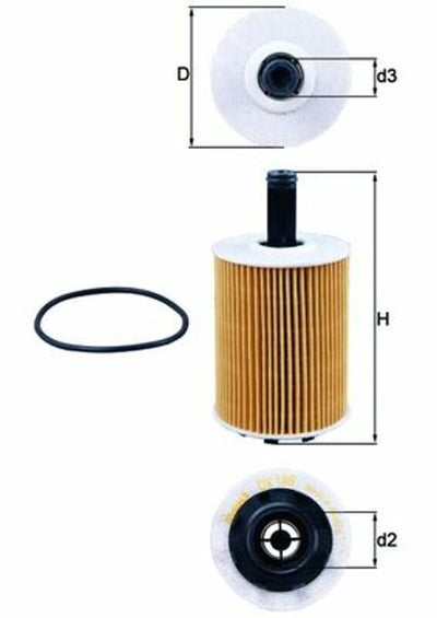 Mahle Oil Filter Audi A3 3.2L 2006-2009 A3 2.0 TDI 2010 TT 3.2L 2004-2006 2008 2009