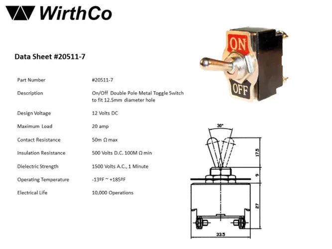 12V 20 AMP ON/OFF METAL TOGGLE