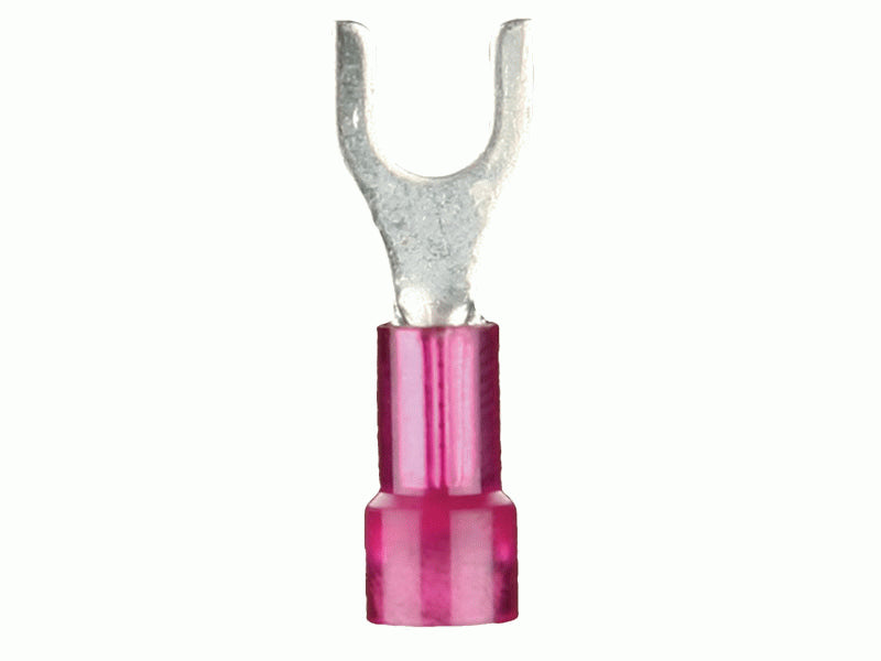 RED VINYL SPADE TERMINAL 22-18 GAUGE #8 PACKAGE OF 100