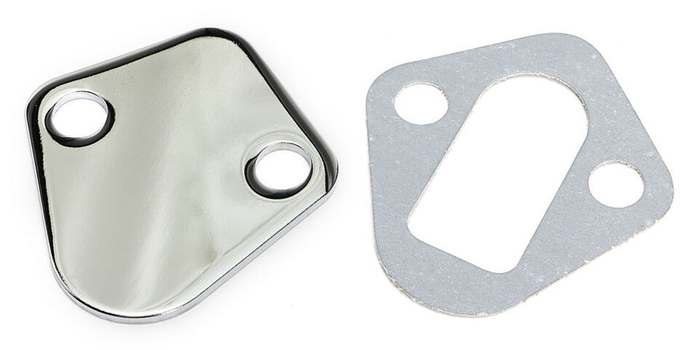 BB CHEVY FUEL PUMP BLOCK OFF PLATE; PLAIN CHROME195964 PONTIAC ENGINES