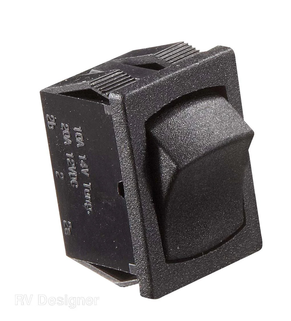 BLACK ROCKER SWITCH 10 A ON/OFF SPST CUTOUT .508IN X .756IN